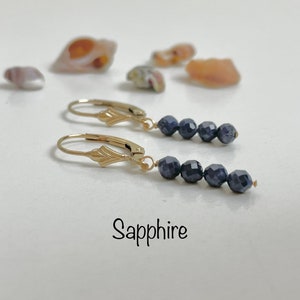 Sapphire earrings, Gold filled earrings, Blue gemstone earrings, September birthstone, Gifts for her, Mom Daughter jewellery