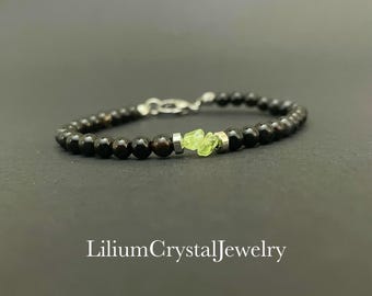 Peridot Bracelet, August Birthstone Bracelet, Leo Crystals, Beaded