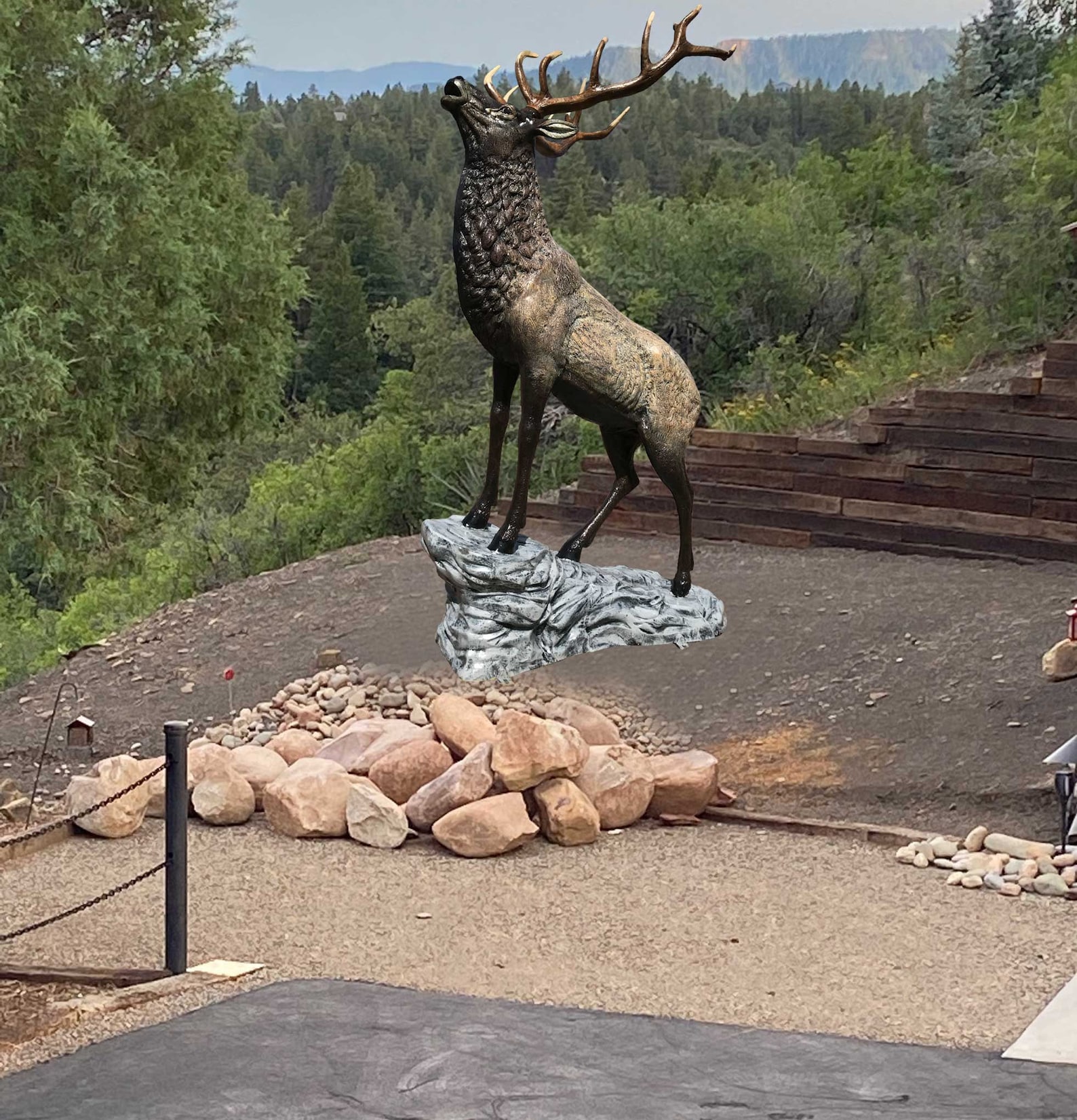 Elk on the Rock in Natural Color Aluminum Outdoor Statues Etsy