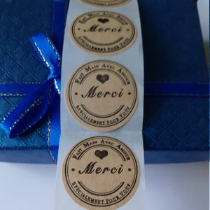 24 Etiquettes autocollantes, étiquettes adhésives 25 mm couleur kraft, sticker emballage commande