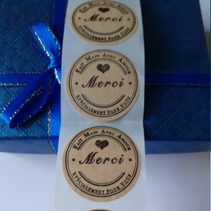 12 Etiquettes autocollantes, étiquettes adhésives 25 mm couleur kraft, sticker emballage commande