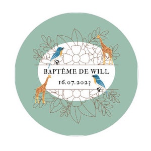 Adorables autocollants ronds : idéaux pour les baptêmes et les fêtes prénatales - Taille 40 mm
