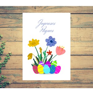 Carte JOYEUSES PAQUES, carte vœux fêtes de Pâques, carte fleurs colorées, cadeau personnalisé, cadeau Pâques, carte postale printemps