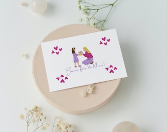 Cartão de feliz dia das mães, cartão de felicitações para a mãe, cartão de corações coloridos, presente personalizado, presente para a mãe, cartão postal de primavera