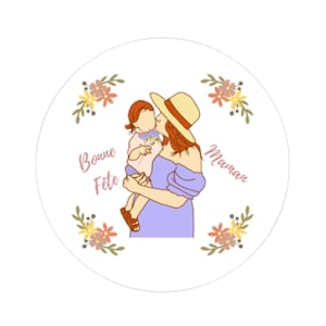 Etiquette bonne fête des mères, sticker je t'aime maman, autocollant commande