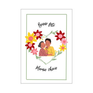 Carte bonne fête mamie, carte vœux fête de grandes mères, carte je t'aime mamie, cadeau personnalisé, cadeau grand mère, carte postale mamie
