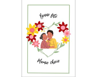 Carte bonne fête mamie, carte vœux fête de grandes mères, carte je t'aime mamie, cadeau personnalisé, cadeau grand mère, carte postale mamie