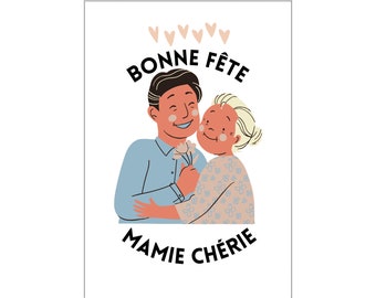 Carte bonne fête mamie, carte vœux fête de grandes mères, carte je t'aime mamie, cadeau personnalisé, cadeau grand mère, carte postale mamie