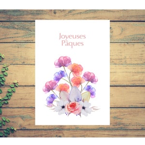 Carte vœux fêtes de Pâques, Carte JOYEUSES PAQUES, carte fleurs colorées, cadeau personnalisé, cadeau Pâques, carte postale printemps