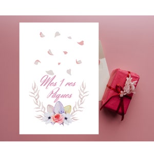 Carte Mes premières Pâques, Carte étapes premier an, cartes nouveau né, souvenirs premiers fois bébé, photos premier an bébé, cadeau bébé