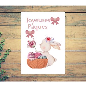 Carte JOYEUSES PAQUES, Carte vœux fêtes de Pâques, carte fleurs colorées, cadeau personnalisé, cadeau Pâques, carte postale printemps
