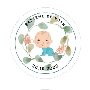 Étiquettes rondes 40 mm en papier blanc mat pour baptême : Un choix élégant et personnalisé