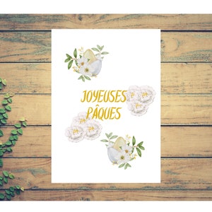 Carte vœux fêtes de Pâques, Carte JOYEUSES PAQUES, carte fleurs colorées, cadeau personnalisé, cadeau Pâques, carte postale printemps