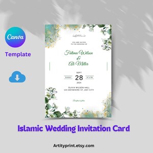 Carte d'invitation de mariage islamique à téléchargement immédiat Carte de remerciement islamique Histoire Instagram islamique sur toile Modèle pour mariage musulman