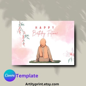 Tarjeta de regalo de cumpleaños islámica y contenido de la historia de Instagram Tarjeta de regalo islámica para Muslimah Tarjeta de regalo de mujer musulmana