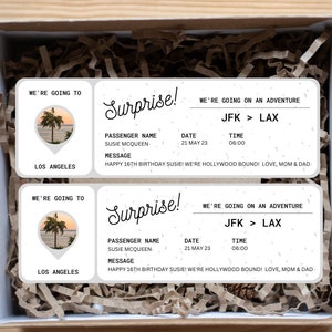Printable Plane Ticket EDITABLE Boarding Ticket Template, Surprise Boarding Pass, Plane Ticket Vacation, Airline, Trip, Flight Gift