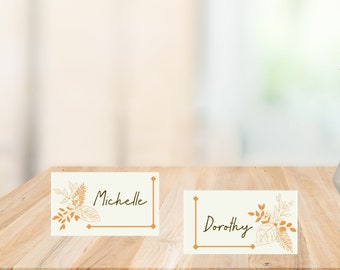 Plantilla de tarjetas de lugar para la cena de Acción de Gracias para imprimir Tarjeta de nombre de Acción de Gracias Personalizar con Canva Decoración de mesa de Acción de Gracias con calabaza