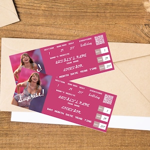 Rosa Konzertkarten-Vorlage Druckbares Veranstaltungsticket EDITIERBARE Überraschungsshow-Karte Konzertgeschenk-Kartenvorlage für eine Veranstaltung