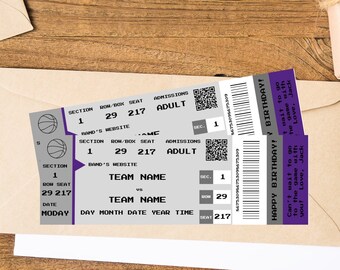 Printable Basketball Ticket EDITABLE Basketball Game Ticket Template Lakers Ticket Knicks Ticket Bulls Ticket Canva Template