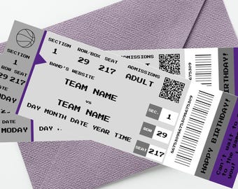Basketball Ticket Printable Canva Template Basketball Game Ticket Lakers Knicks Bulls