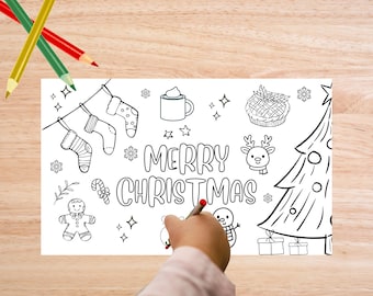 Christmas Placemats for Kids Christmas Activity Place mat Kid Craft