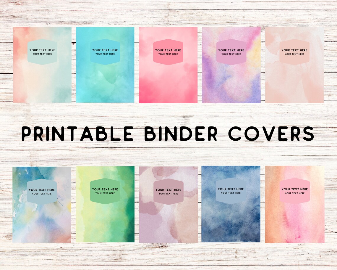 Watercolor Printable Binder / Editable Covers School Binder Printables - Use W/ Canva to ...
