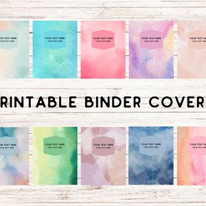 Watercolor Printable Binder / Editable Covers School Binder Printables - Use W/ Canva to ...