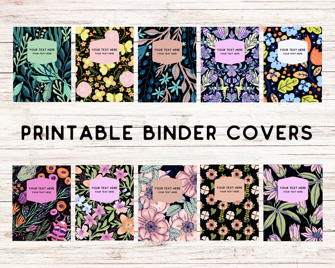 Printable Binder Covers Use W/ Canva to Customize Flower Etsy