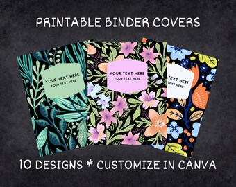 Printable Binder Covers use with Canva to Customize Flower Nature Printable Binder Cover for High School Middle School