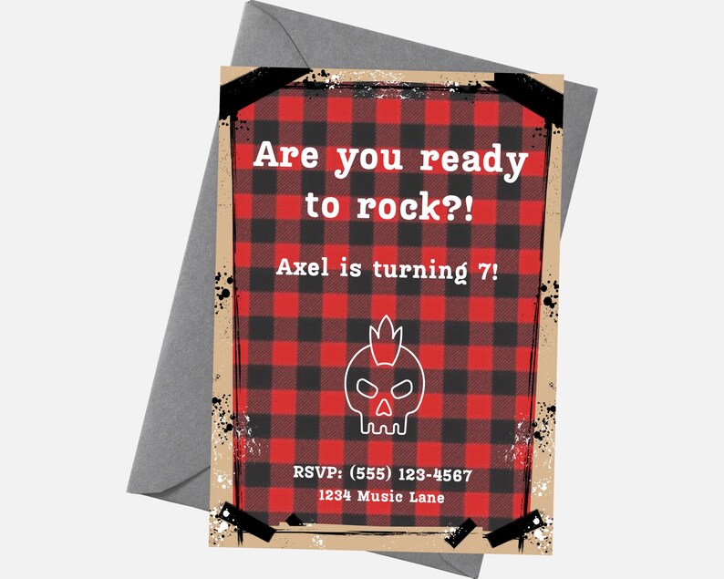Rock N Roll Birthday Party Invitation Template Alt Kid Birthday Party ...