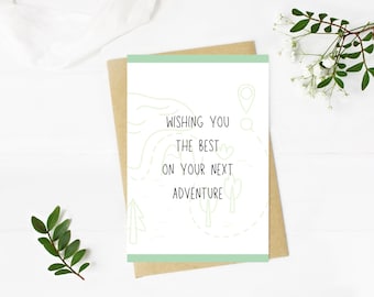Kaart voor collega afscheid afdrukbare kaart voor collega Next Adventure werkkaart direct downloaden