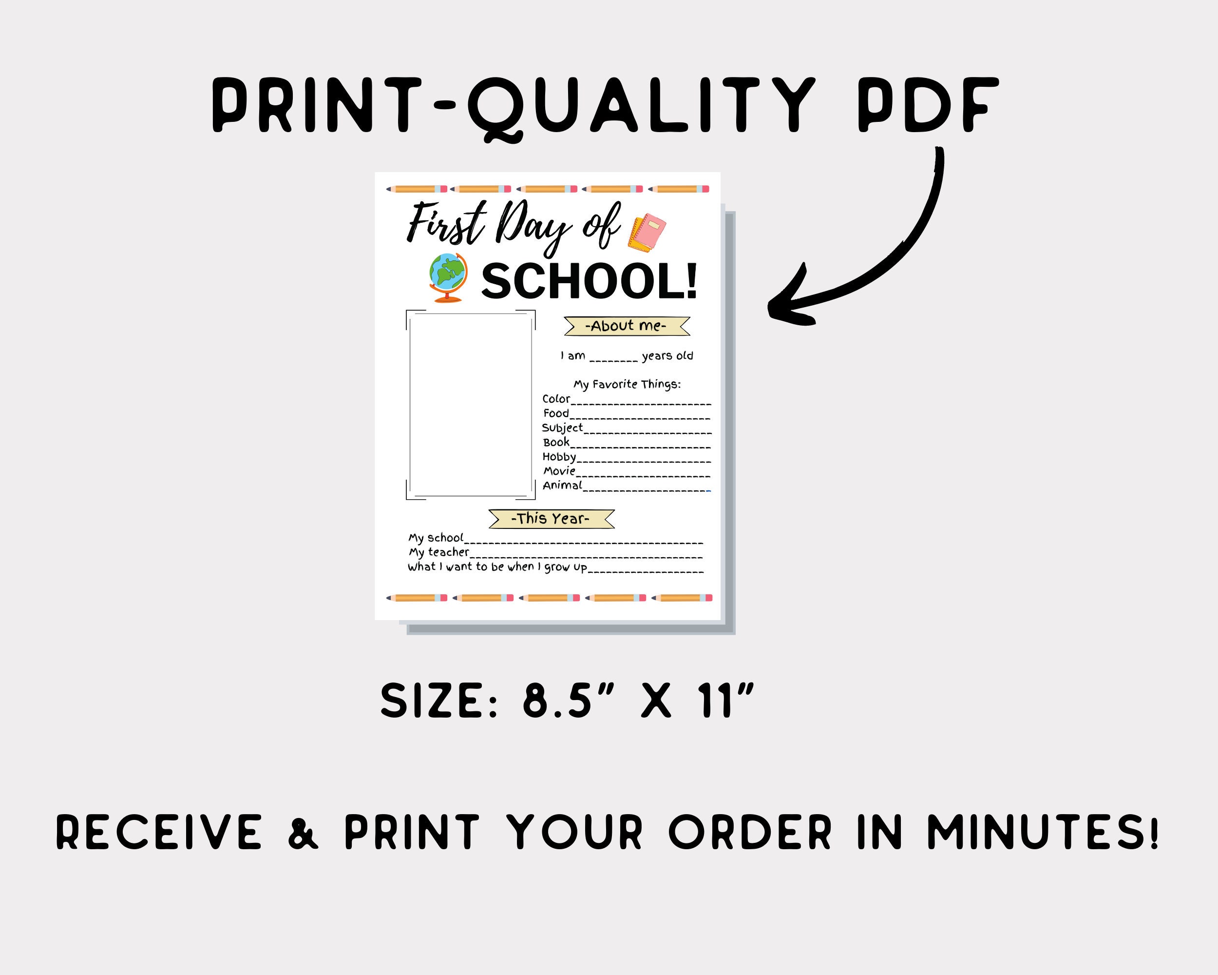 First Day of School Sign Printable Interview First Day & Last Day of