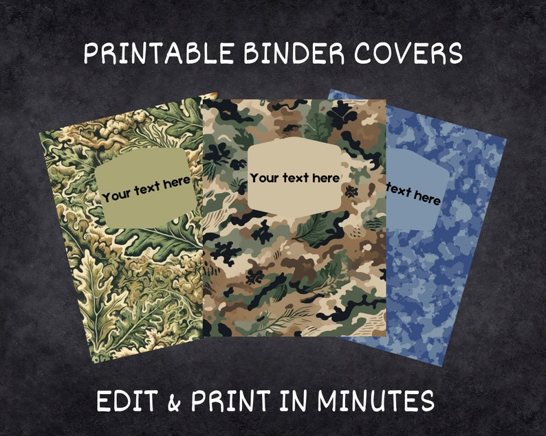 Camo Printable Binder / Editable Covers School Binder Printables Use W ...