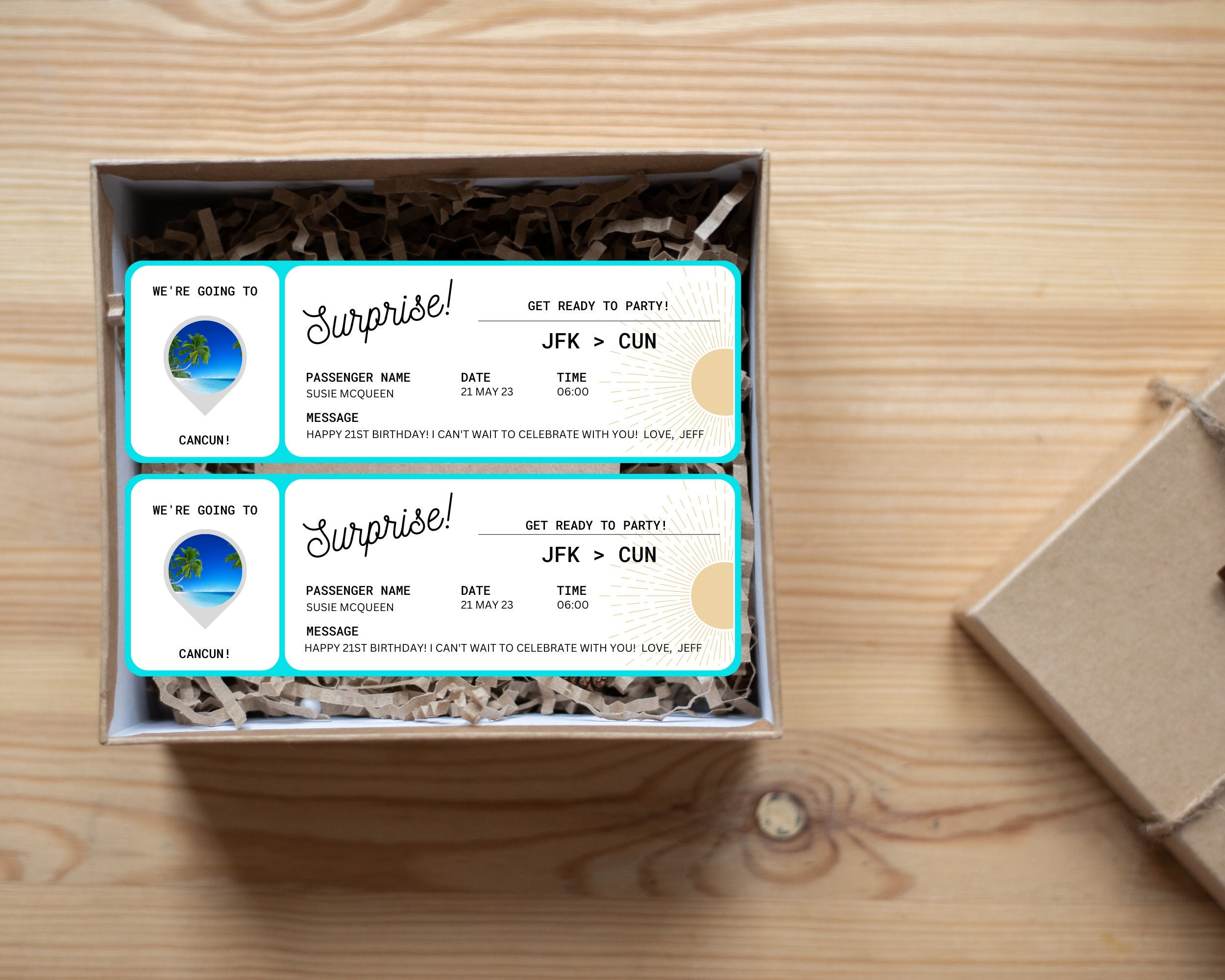 Printable Plane Ticket EDITABLE Boarding Ticket Template Tropical Theme ...