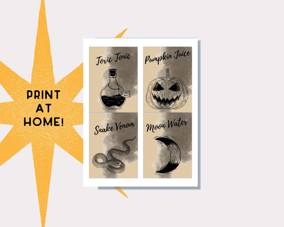 Halloween Printable Bottle Labels / Wine Bottle Labels Print at Home ...