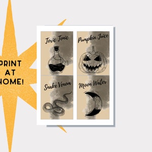 Halloween Printable Bottle Labels / Wine Bottle Labels Print at Home ...