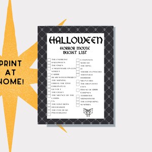 Halloween Movie Printable Bucket List Fall Movies / Print or Use With ...