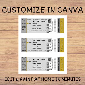 Printable Hockey Ticket- EDITABLE Hockey Game Ticket Template / LA ...
