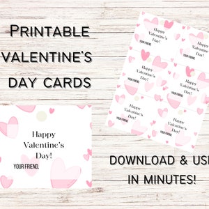 Cartes de Saint-Valentin à imprimer pour enfants, Saint-Valentin à imprimer à la maison Cartes de Saint-Valentin de dernière minute pour la Saint-Valentin