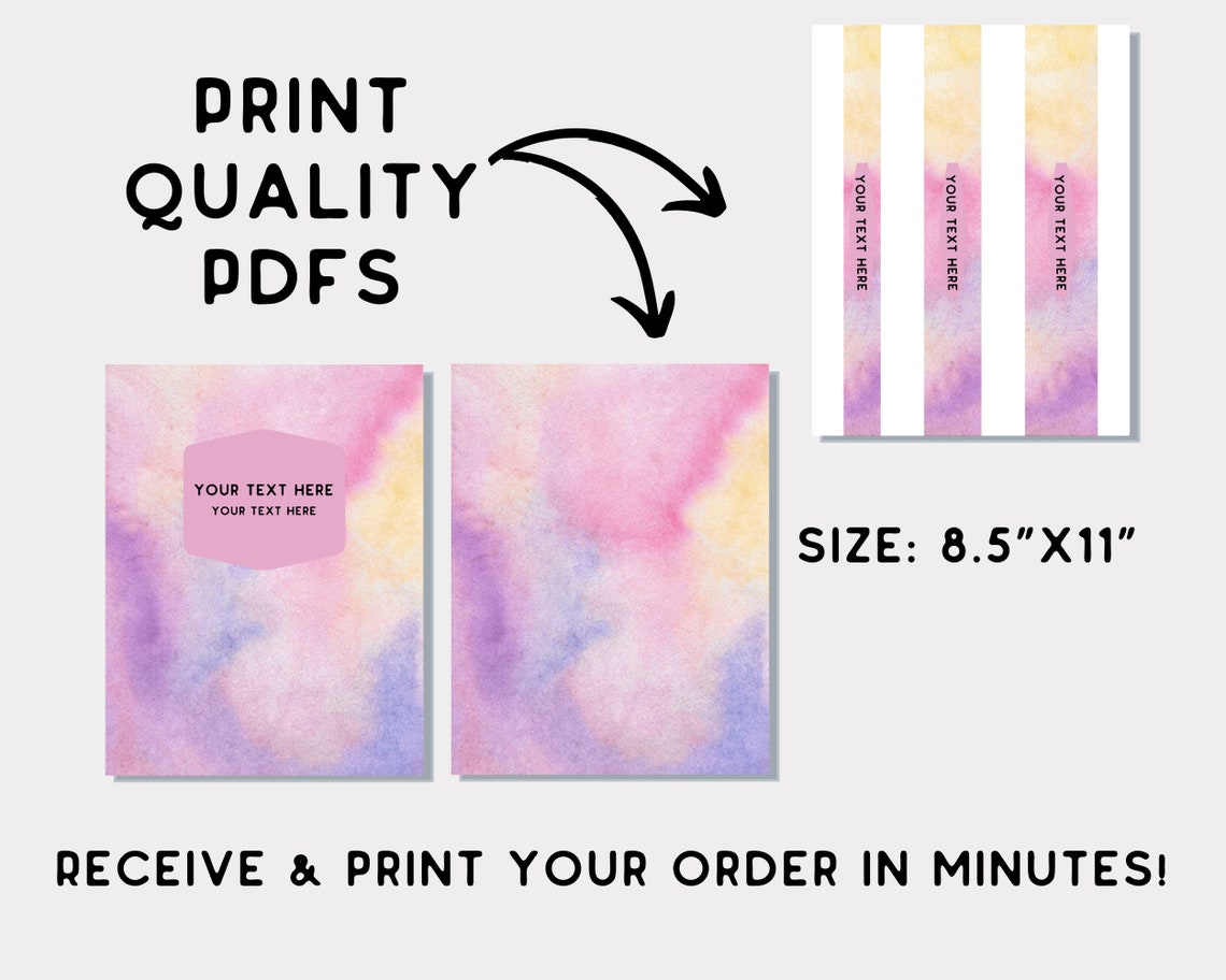Watercolor Printable Binder / Editable Covers School Binder Printables