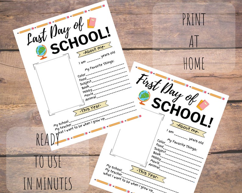 Back to School Kids Printable Interview First Day and Last Day of ...