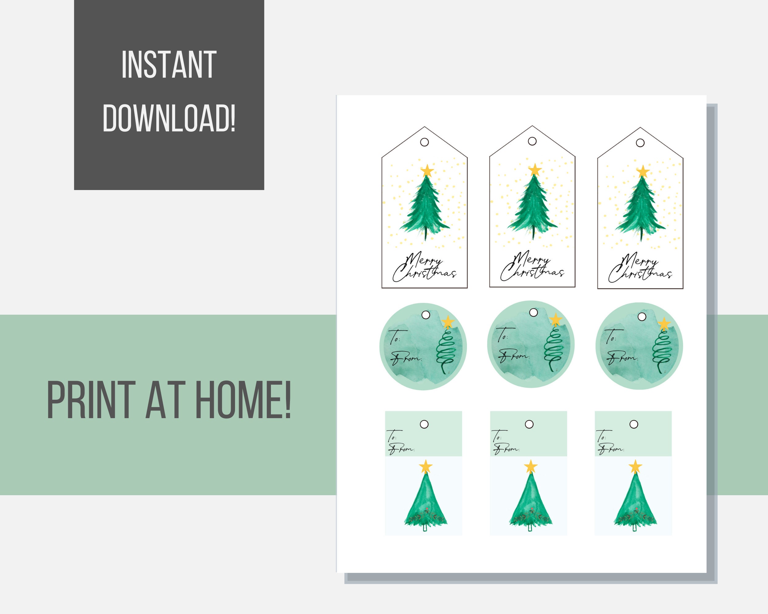 Printable Christmas Gift Tags Set Print Out 8.5 X | Etsy