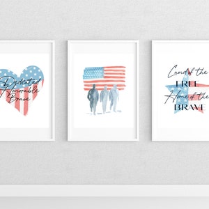 Memorial Day Veteran's Day 4th of July Printable Wall Art Decorations Veteran Army Navy Marines Air Force Coast Guard Soldier Housewarming