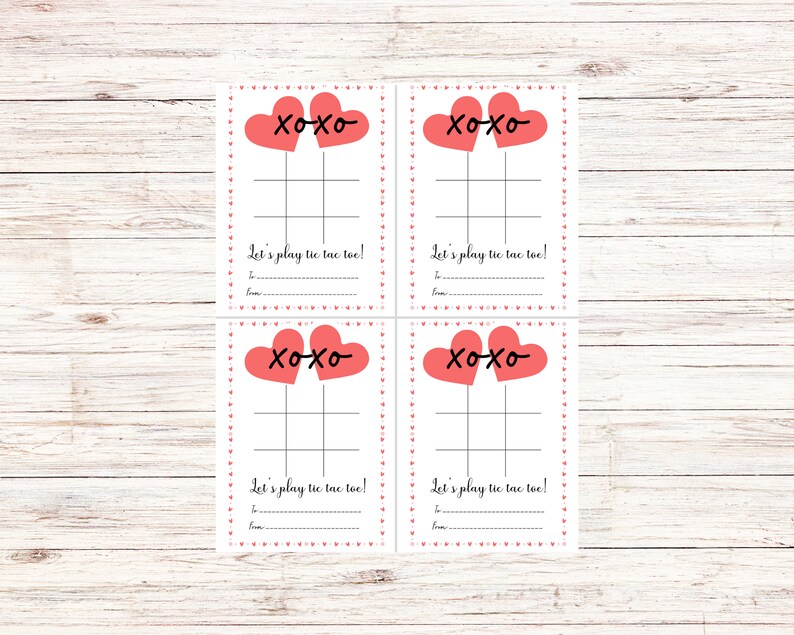 Valentine's Day Tic Tac Toe Printable Kid's Cards/ Print at Home ...