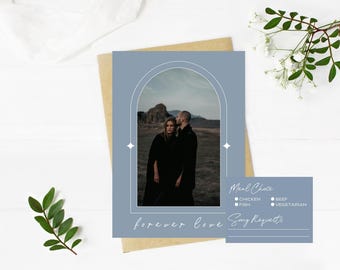 Dusty Blue Wedding Templates Invitation & RSVP Card Canva Template Printable Wedding Bundle Modern Minimalist