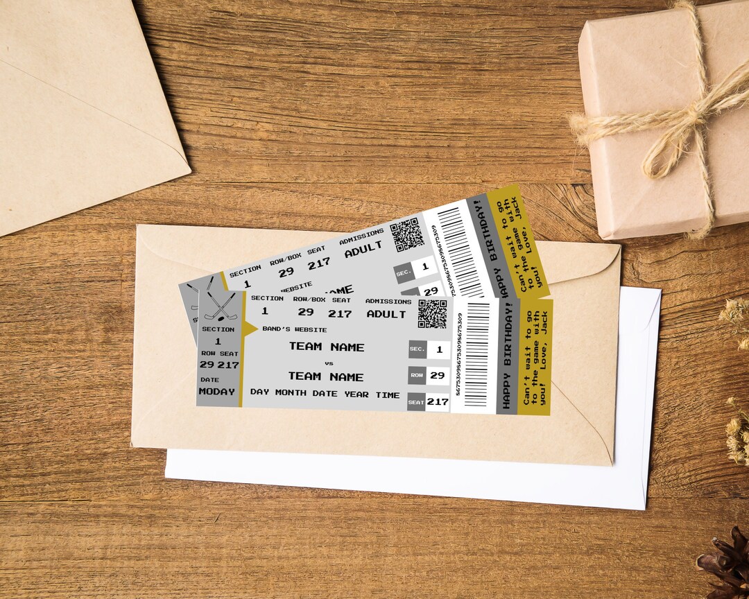 Printable Hockey Ticket- EDITABLE Hockey Game Ticket Template / LA ...