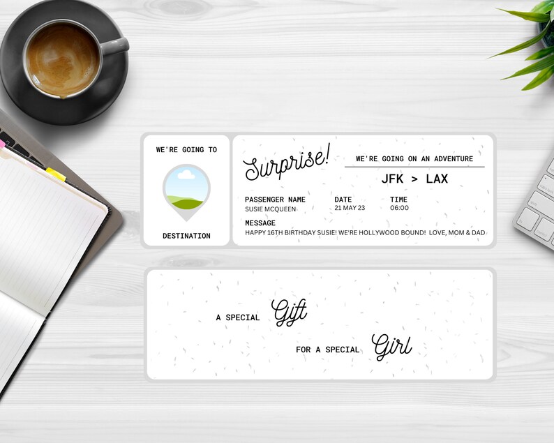 Printable Plane Ticket EDITABLE Boarding Ticket Template Surprise Printable Plane Ticket EDITABLE Boarding Ticket Template Surprise