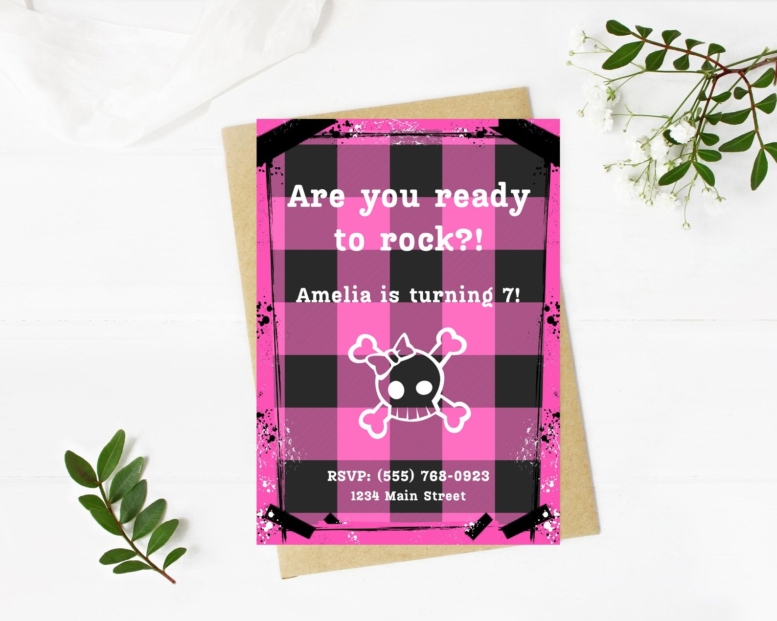 Alt Girl Rock N Roll Birthday Party Invitation Template Birthday Party ...