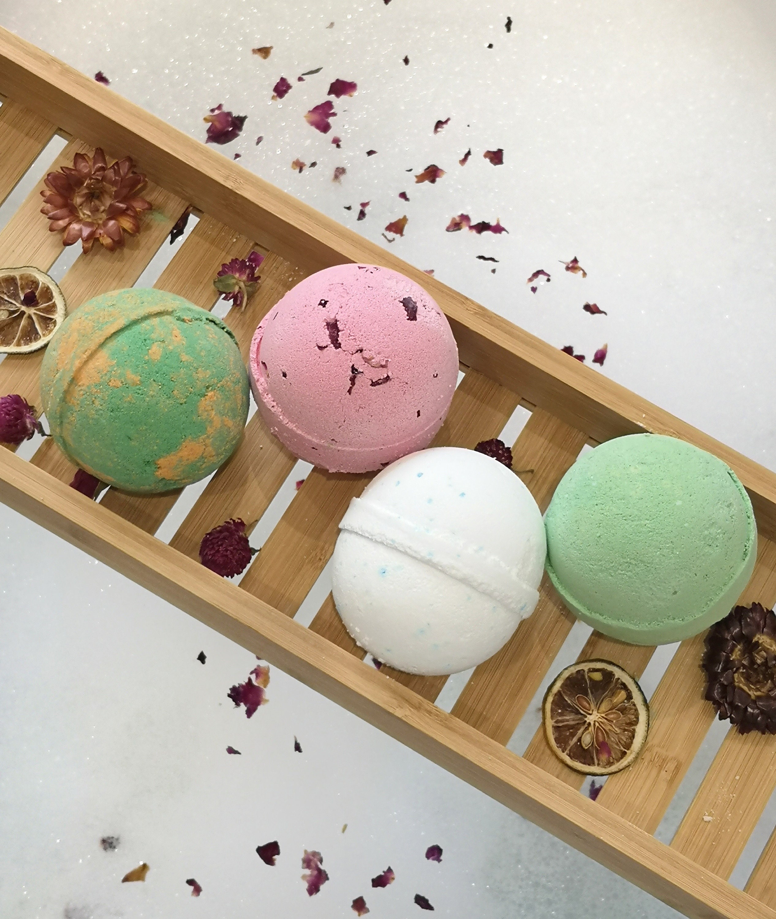 Jumbo Bath Bombs Set of 4 180g Shea Butter Natural Etsy