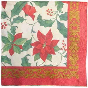 Decoupage Paper Napkin Poinsettia Christmas Napkins Ephemera Scrapbooking Card Making Collage Decoupage Ships 1 Business
